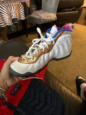 Nike White Gold Pink Blue Foamposite Athletic Shoes